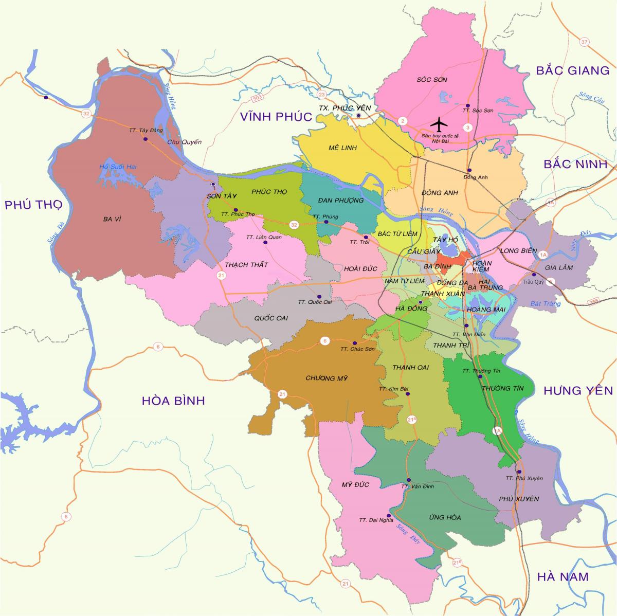Bản đồ của hà nội quận